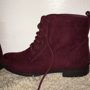 Red lace up booties